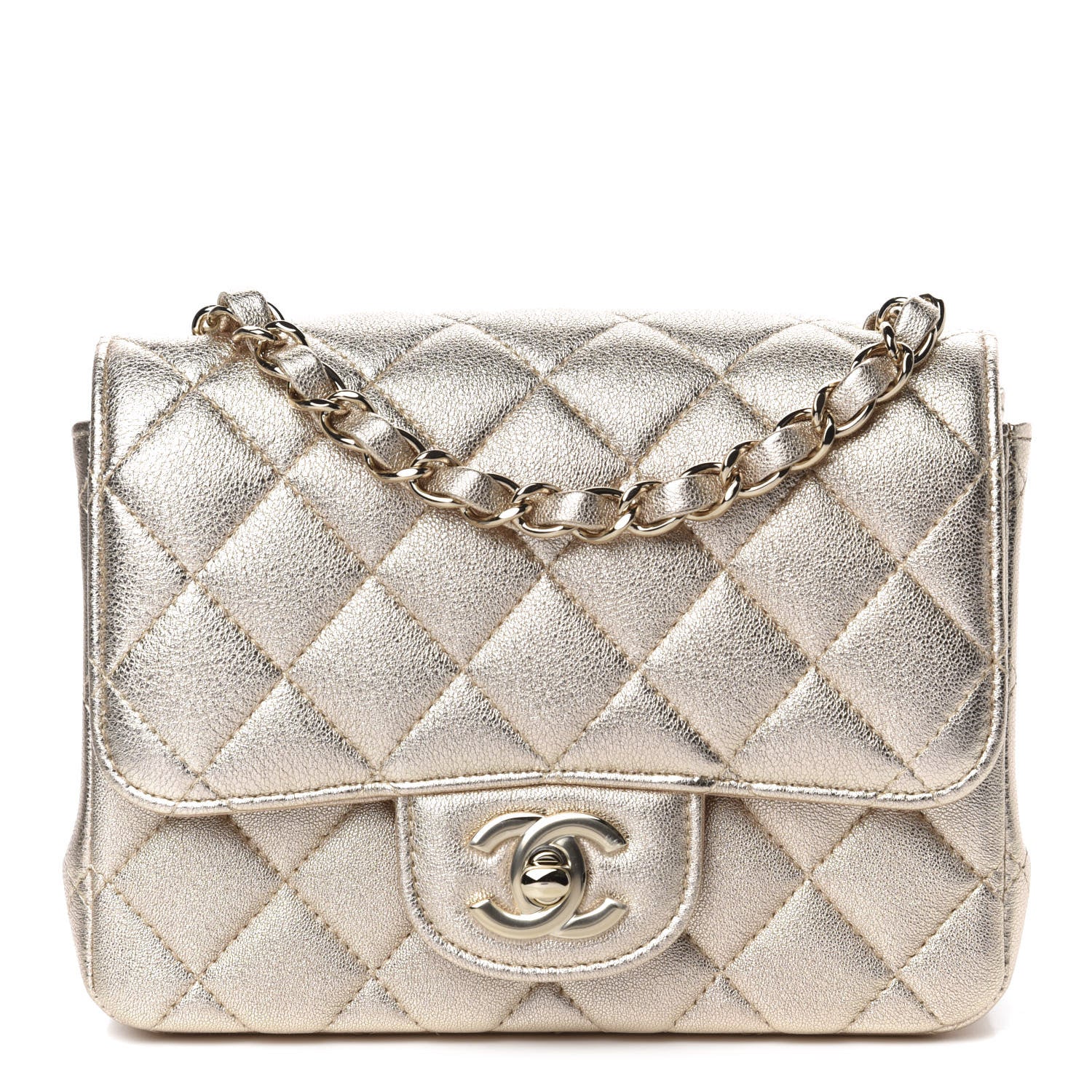 Chanel Metallic Lambskin Quilted Mini Square Flap Gold 1 of 10