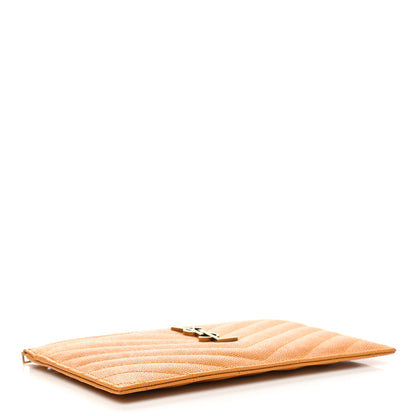 Saint Laurent Grain De Poudre Chevron Monogram Bill Pouch Senape Yellow 4 of 8