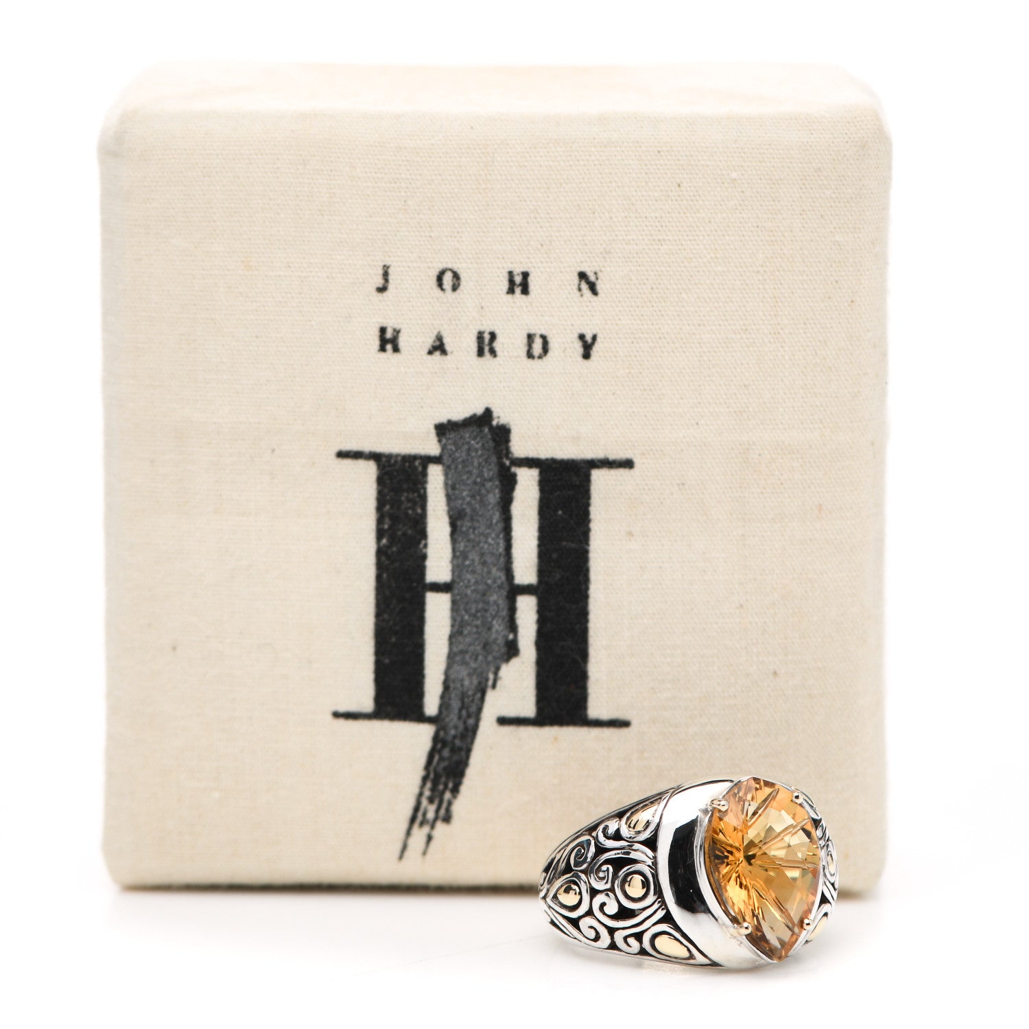 John Hardy Sterling Silver 18K Yellow Gold Citrine Jaisalmer Ring 54 7 7 of 7