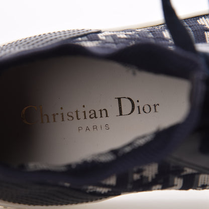 Christian Dior Technical Knit Calfskin Oblique Womens Walk'n Dior Mid Top Sneakers 38 Deep Blue 9 of 12