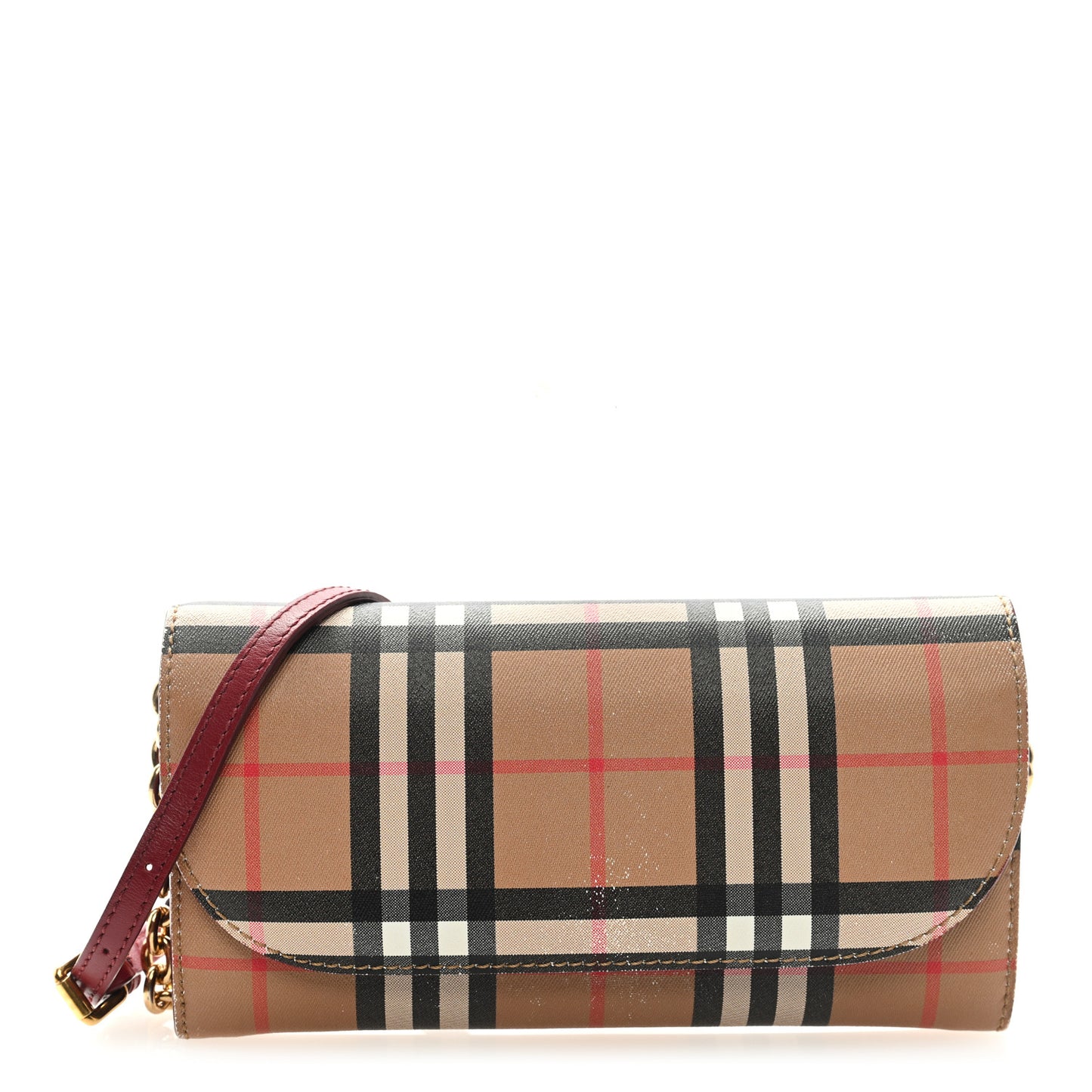 Vintage Check Henley Wallet On Chain Crimson