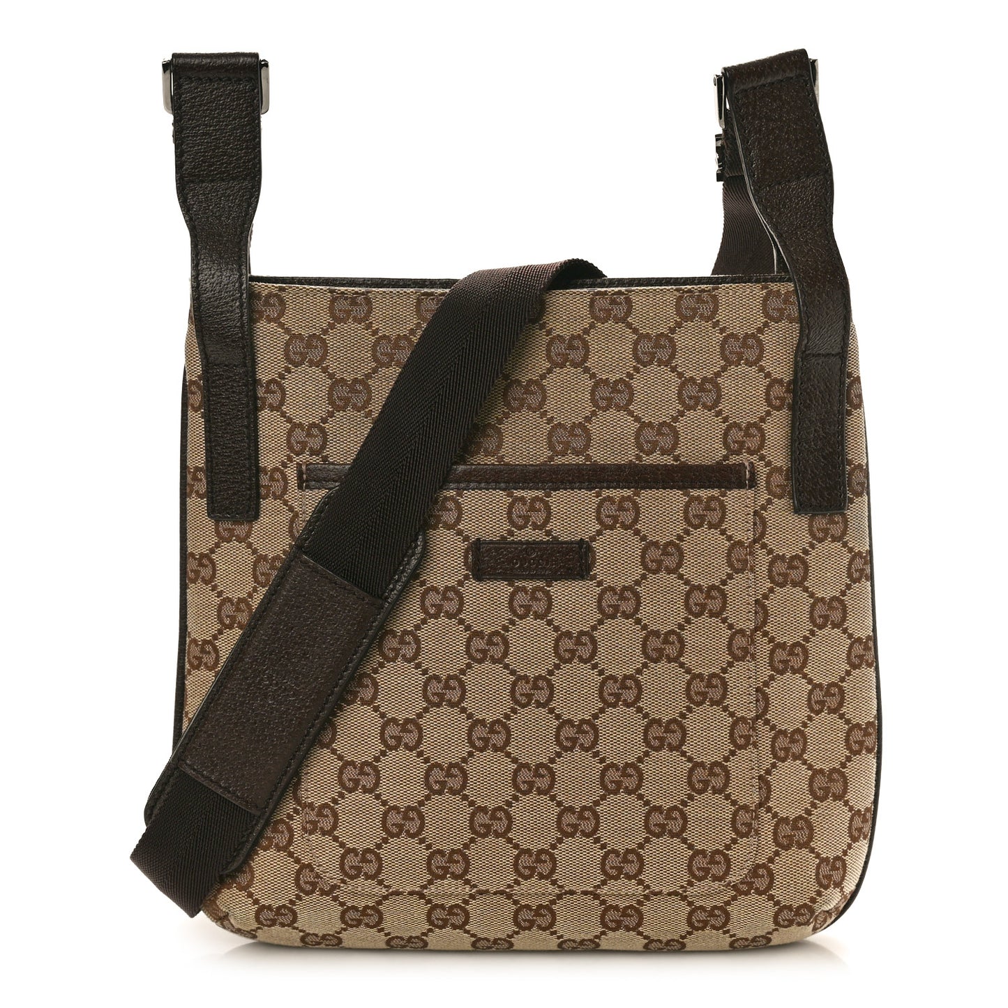 Monogram Flat Messenger Bag Dark Brown