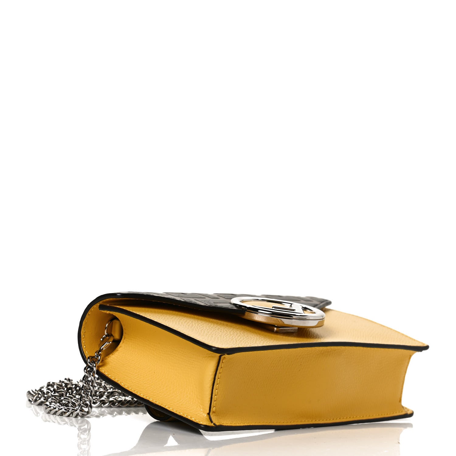 Fendi Vitello Cruise F is Fendi Bi-Color FF 1974 Embossed Envelope Belt Bag Maya Black Sunflower 3 of 10