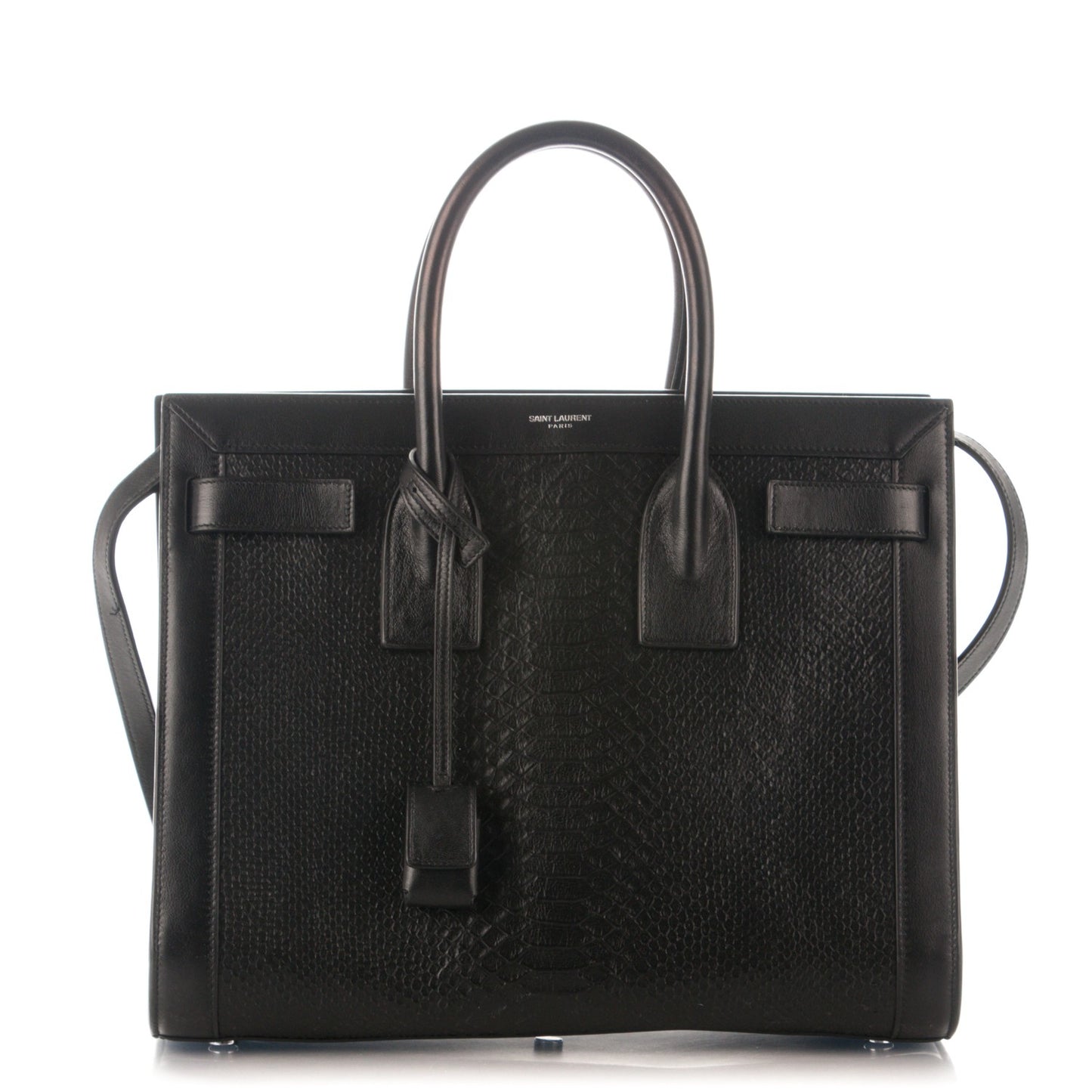 Python Calfskin Embossed Small Sac de Jour Black