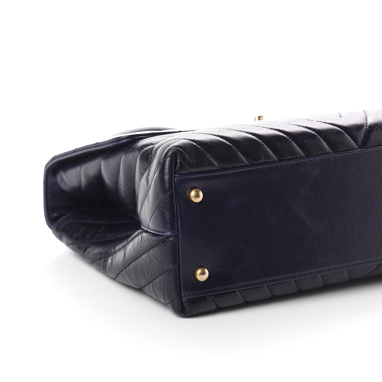 Calfskin Chevron Quilted Medium Coco Handle Flap Blue