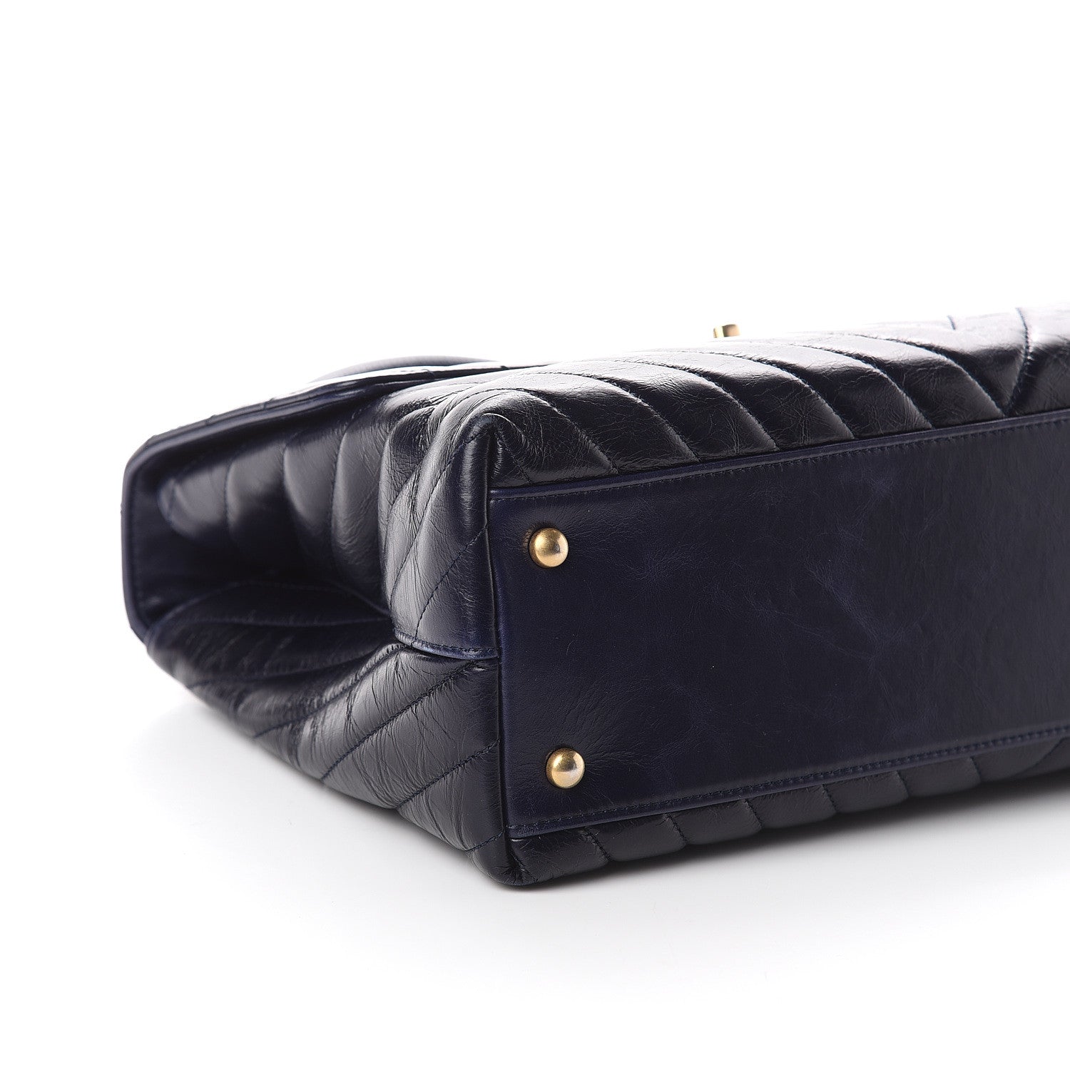 Chanel Calfskin Chevron Quilted Medium Coco Handle Flap Blue 8 of 10