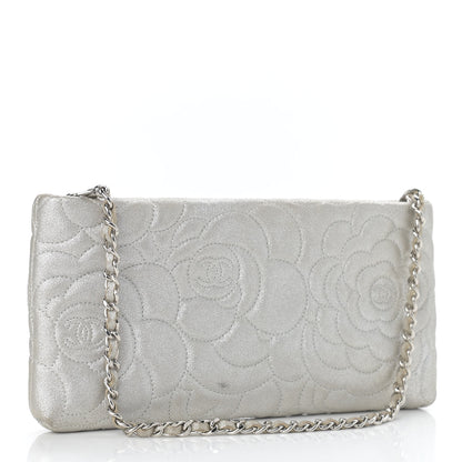 Chanel Metallic Lambskin Camellia Chain Pouch Silver 3 of 14
