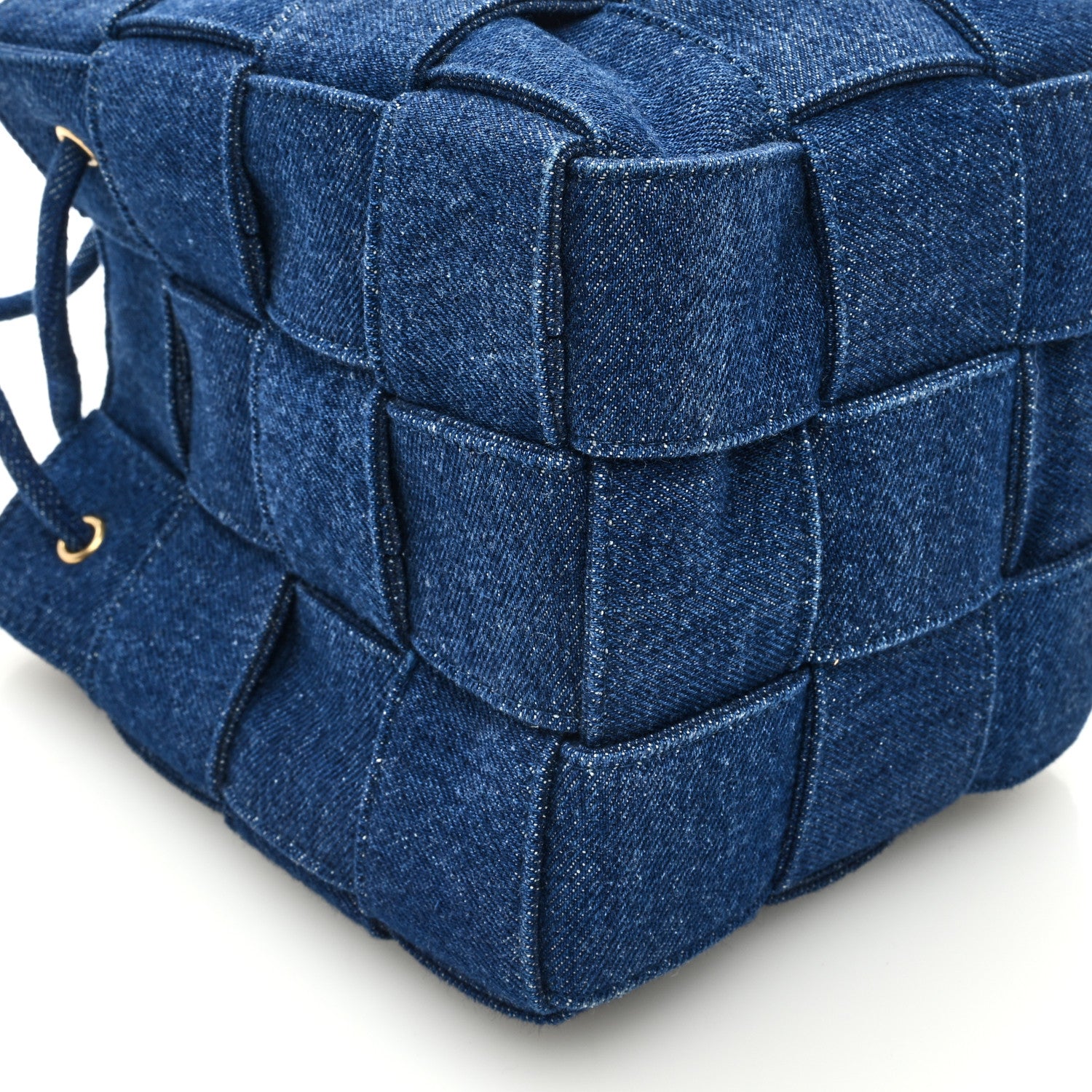 Bottega Veneta Denim Maxi Intrecciato Small Cassette Crossbody Bucket Bag Indigo 7 of 8