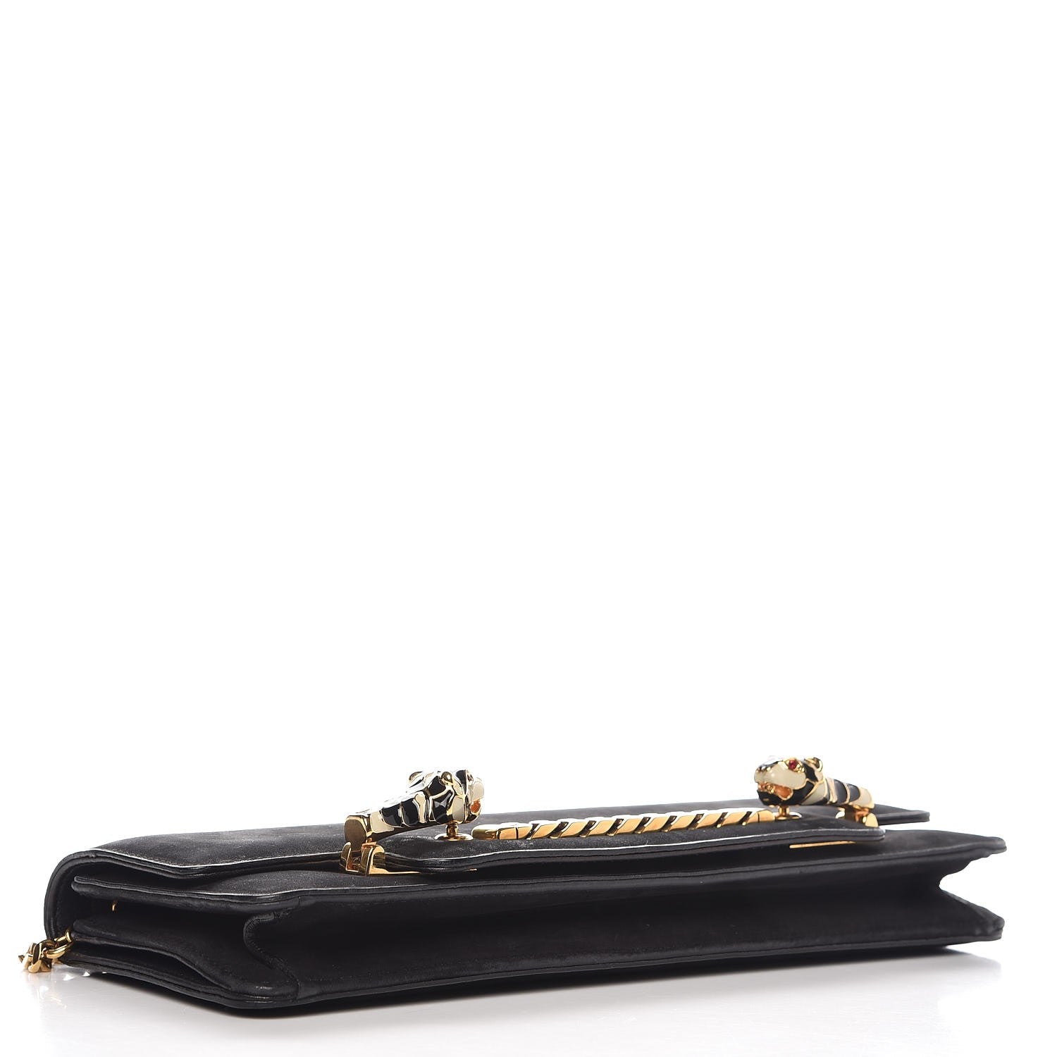 Gucci Suede Chain Clutch Black 4 of 9