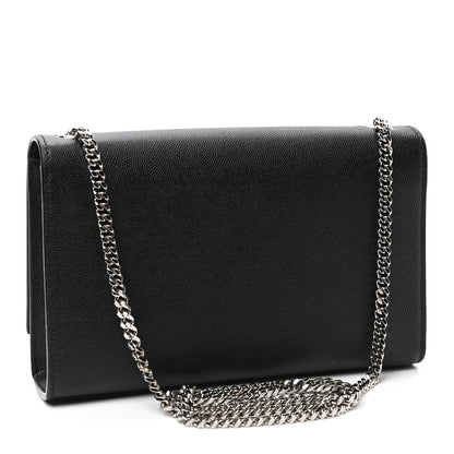 Saint Laurent Grain De Poudre Medium Classic Monogram Kate Satchel Black 3 of 9