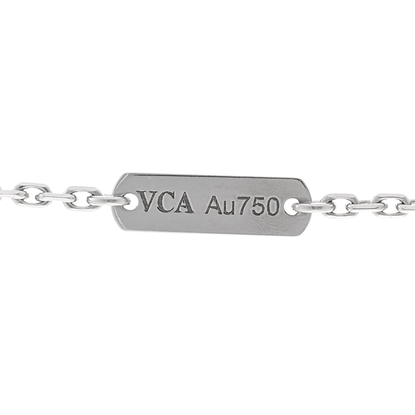 18K White Gold Diamond Guilloche Vintage Alhambra Pendant Necklace