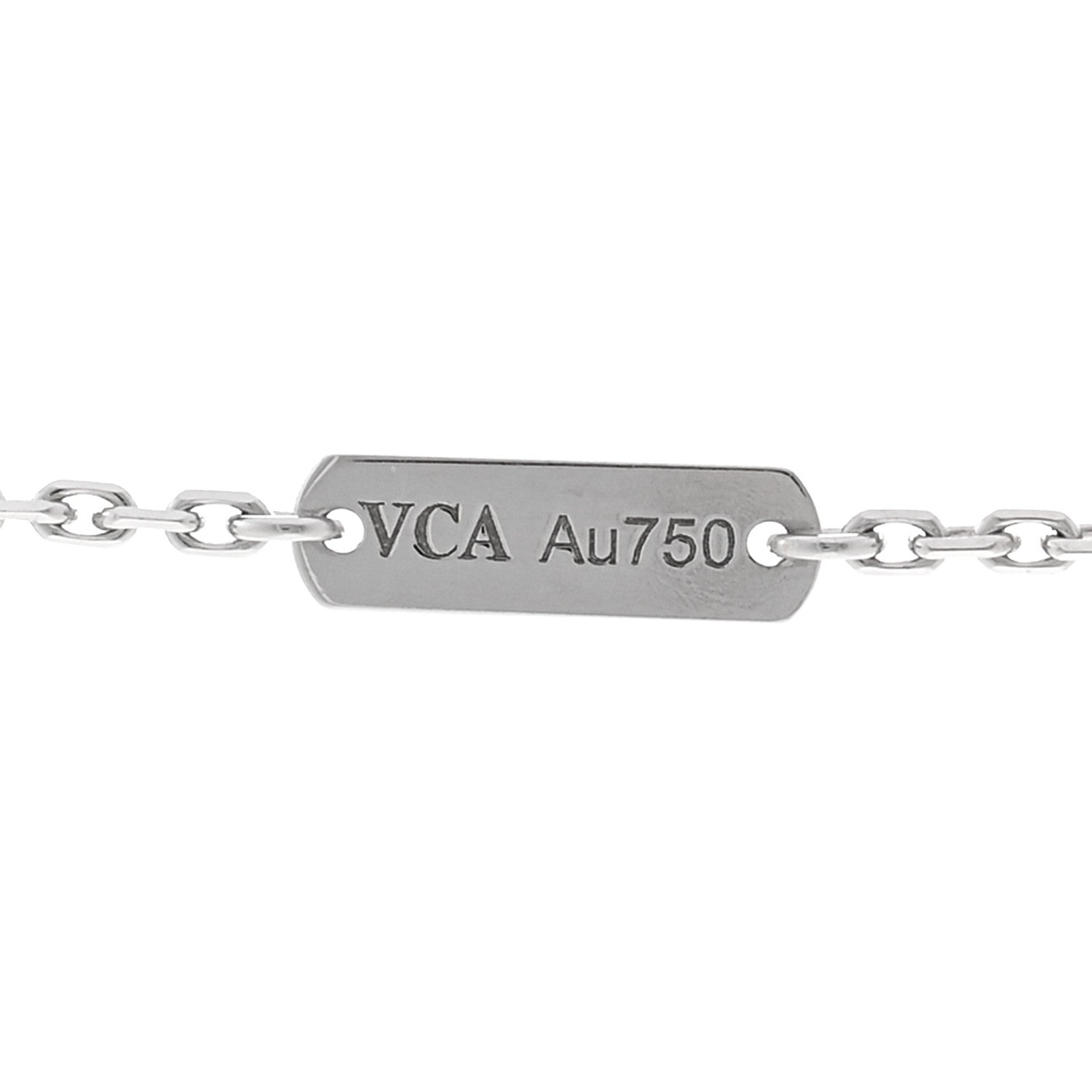Van Cleef & Arpels 18K White Gold Diamond Guilloche Vintage Alhambra Pendant Necklace 5 of 6