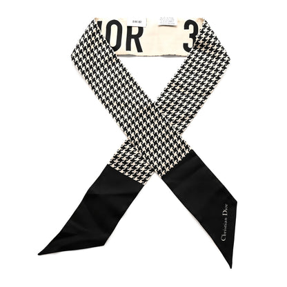 Christian Dior Silk 30 Montaigne Mitzah Scarf Black White 1 of 3