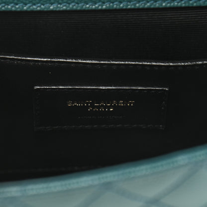 Saint Laurent Grain De Poudre Textured Mixed Matelasse Triquilt Small Monogram Satchel Sea Turquoise 9 of 11
