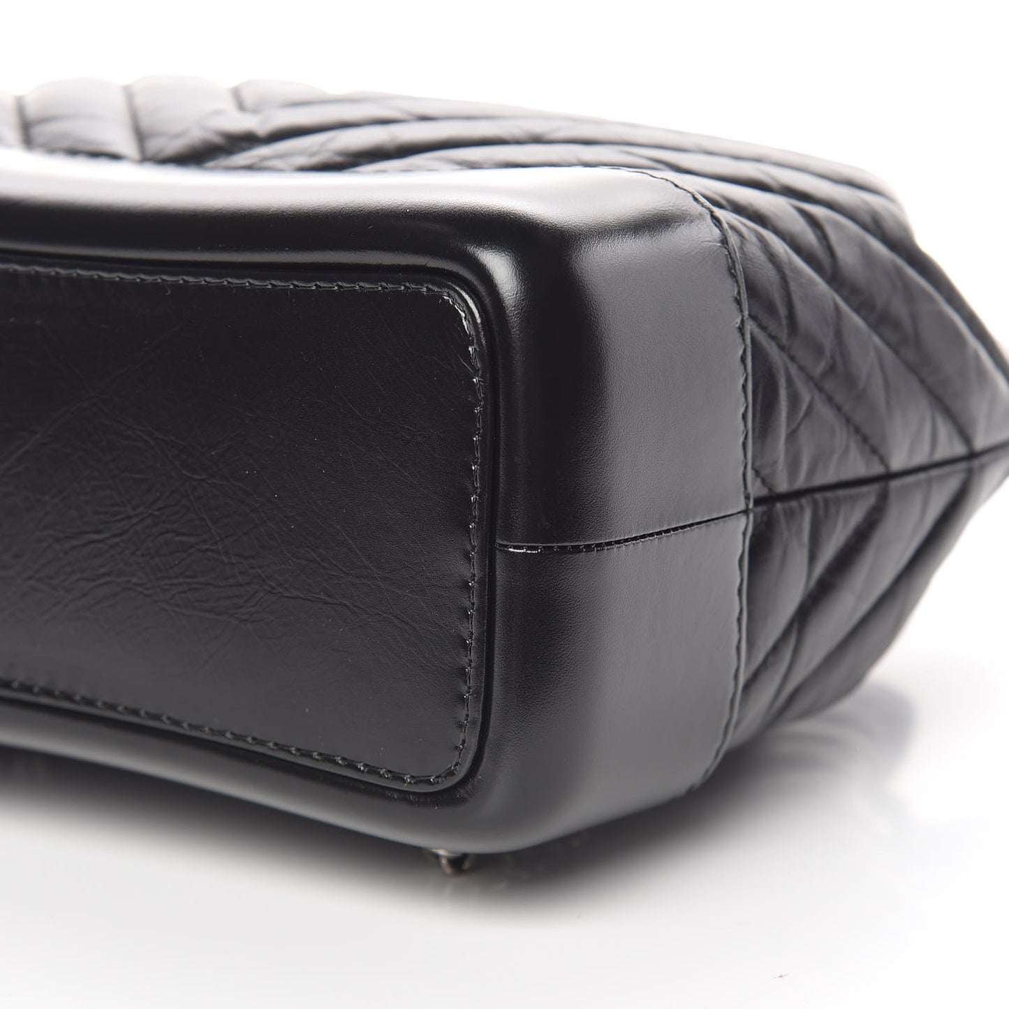 Aged Calfskin Chevron Quilted Small Gabrielle Backpack Black