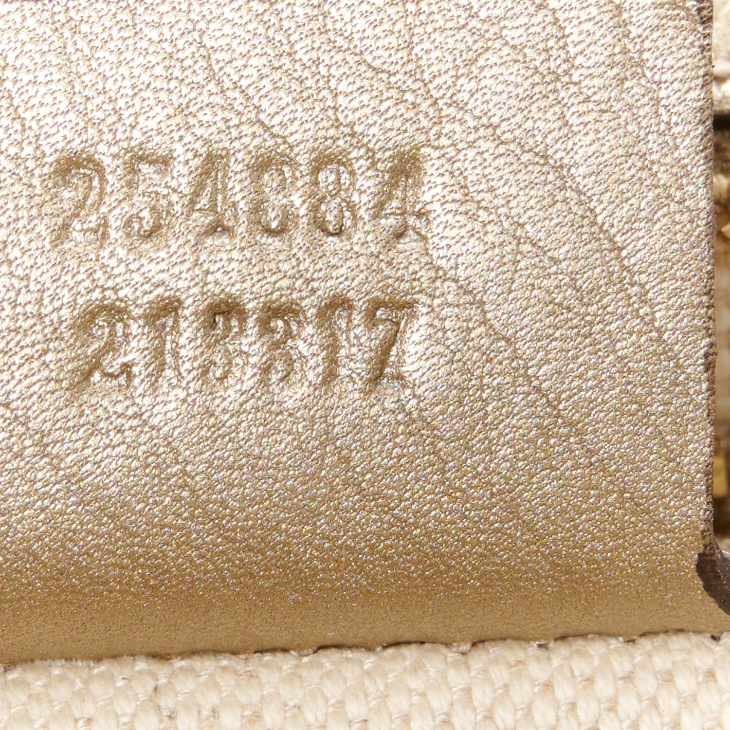 Gucci Monogram Metallic Calfskin Medium New Bamboo Top Handle Bag Golden Beige 8 of 11