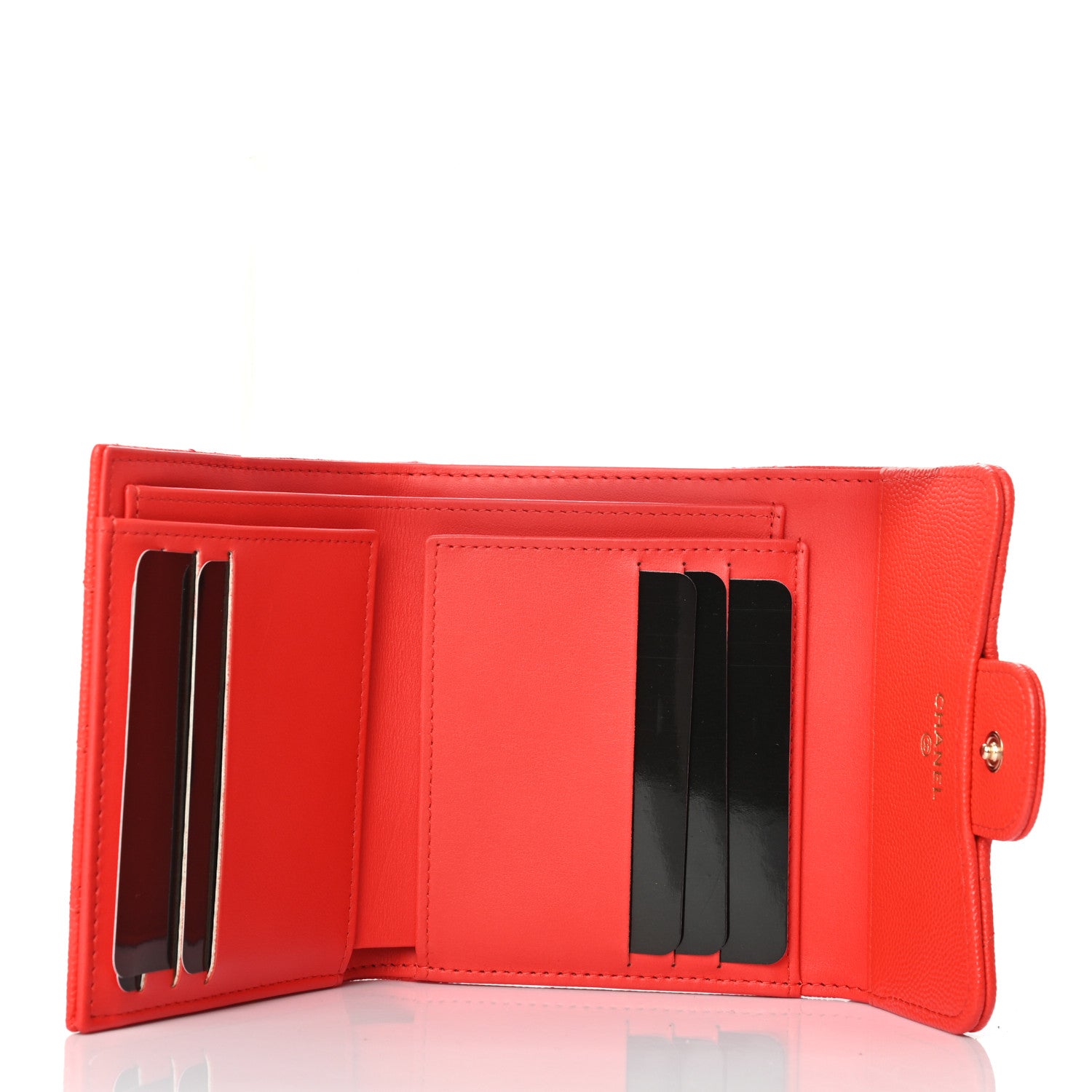 Chanel Caviar Quilted Compact Flap Wallet Red 3 of 7