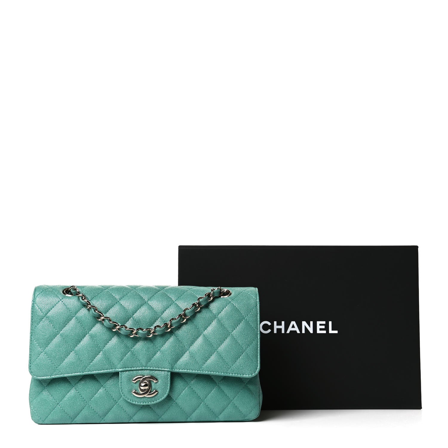 Chanel Iridescent Caviar Quilted Medium Double Flap Green 8 of 8