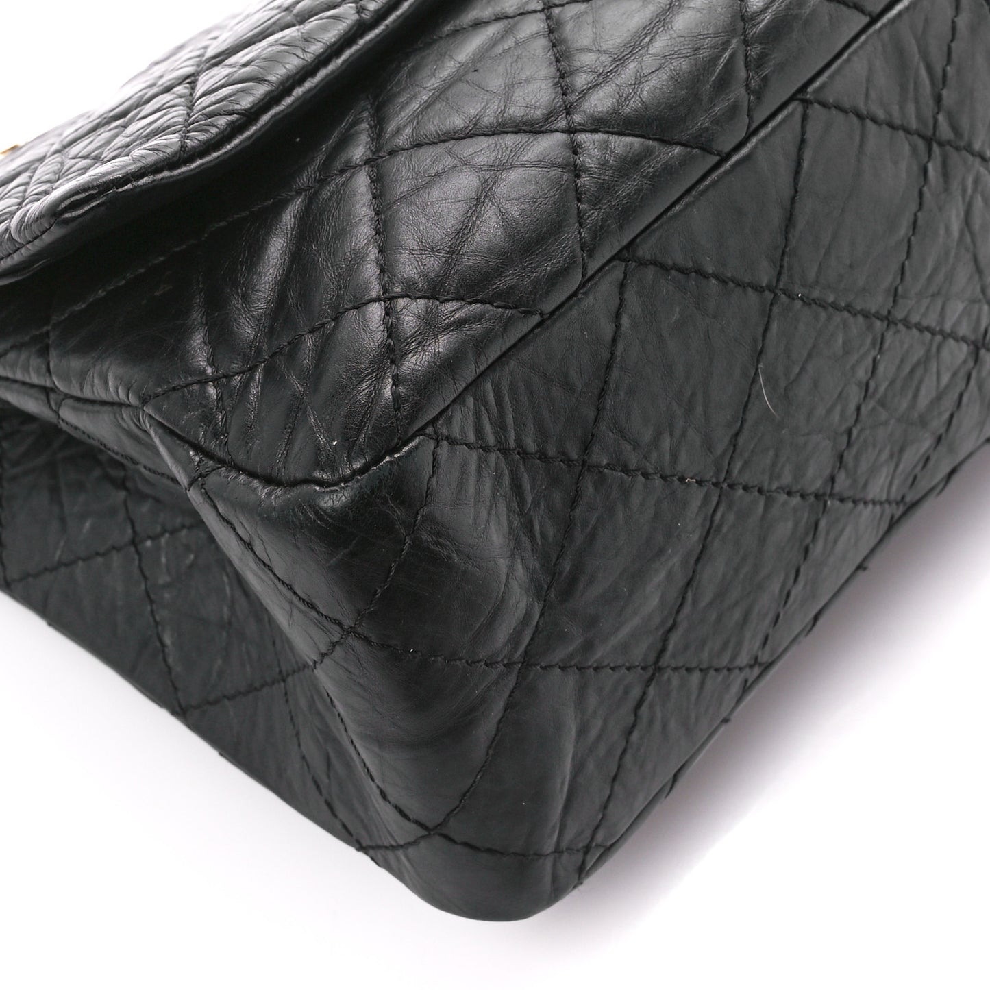 Aged Calfskin Quilted 2.55 Reissue 227 Flap Black