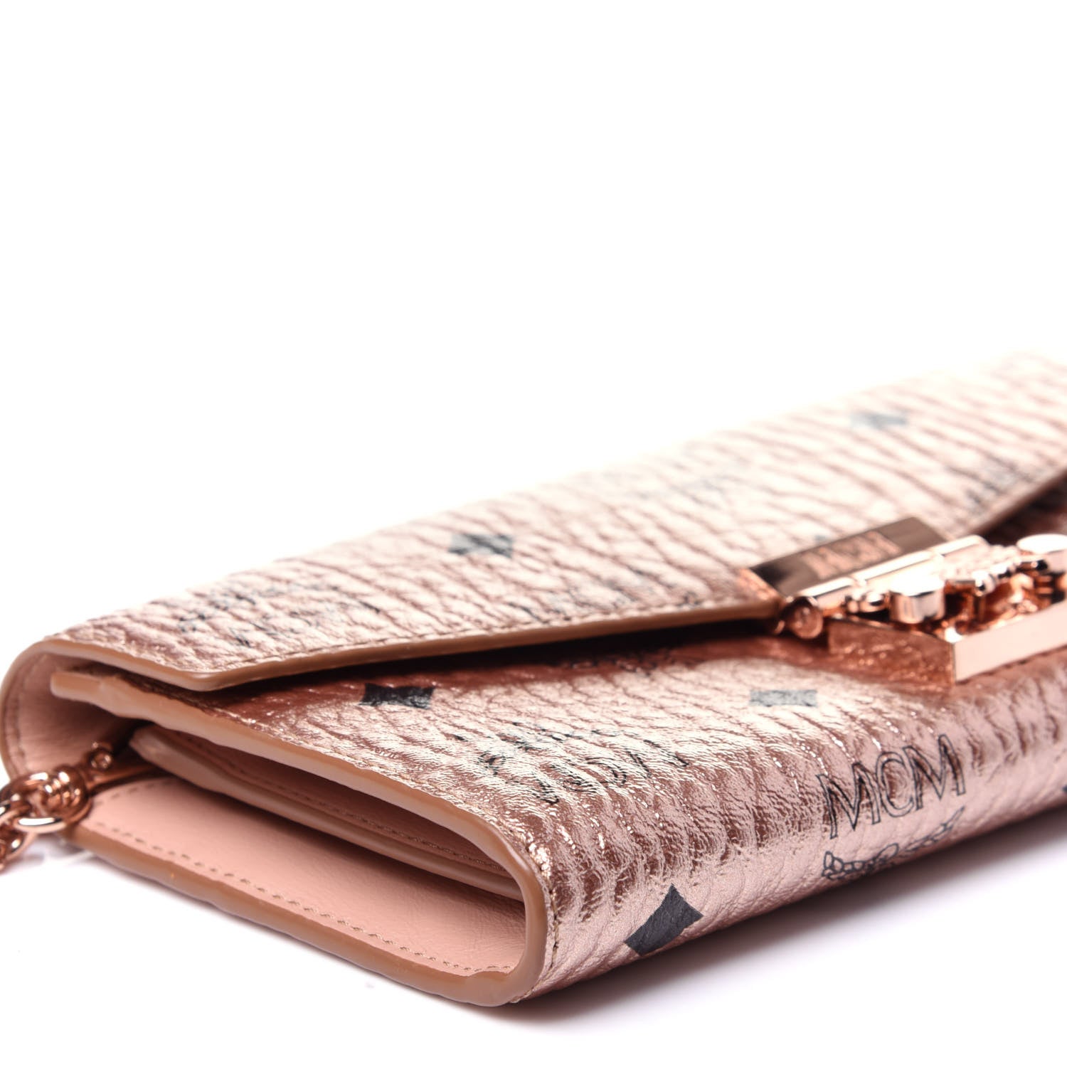 MCM Metallic Visetos Patricia Wallet On Chain Champagne Gold 6 of 11