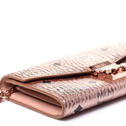 MCM Metallic Visetos Patricia Wallet On Chain Champagne Gold 6 of 11
