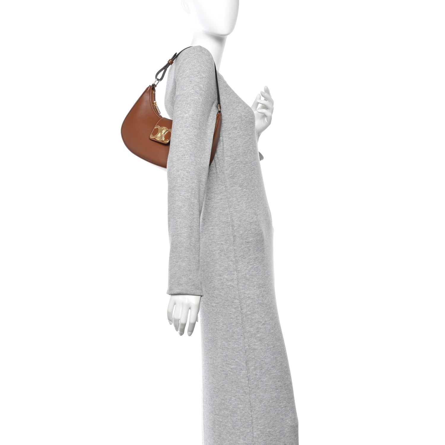 Celine Smooth Calfskin Medium Strap Ava Triomphe Shoulder Bag Tan 2 of 10