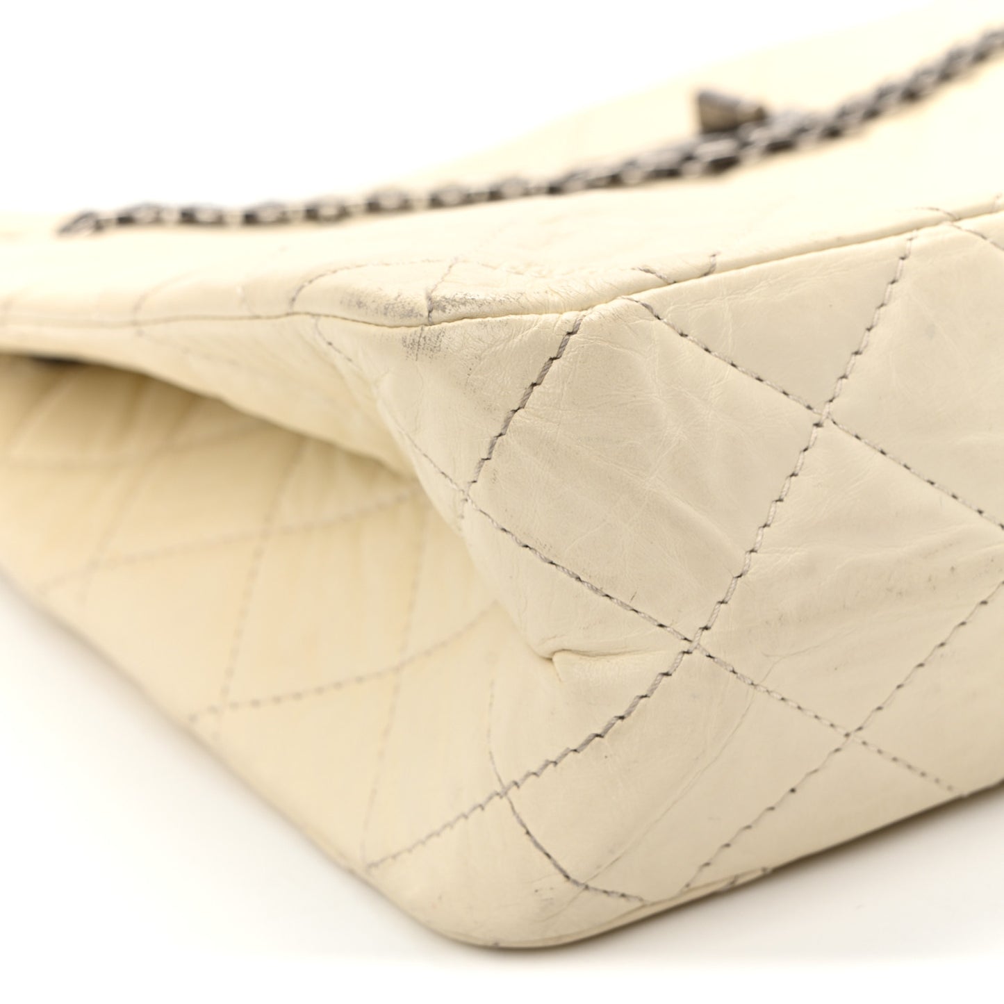 Aged Calfskin Quilted Reissue 2.55 Tote Ivory