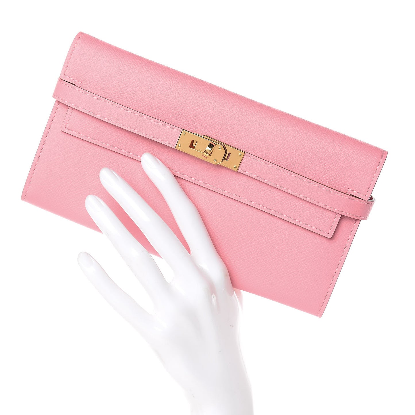 Epsom Kelly Longue Wallet Rose Confetti