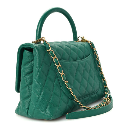 Chanel Caviar Quilted Small Coco Handle Flap Green 3 of 11