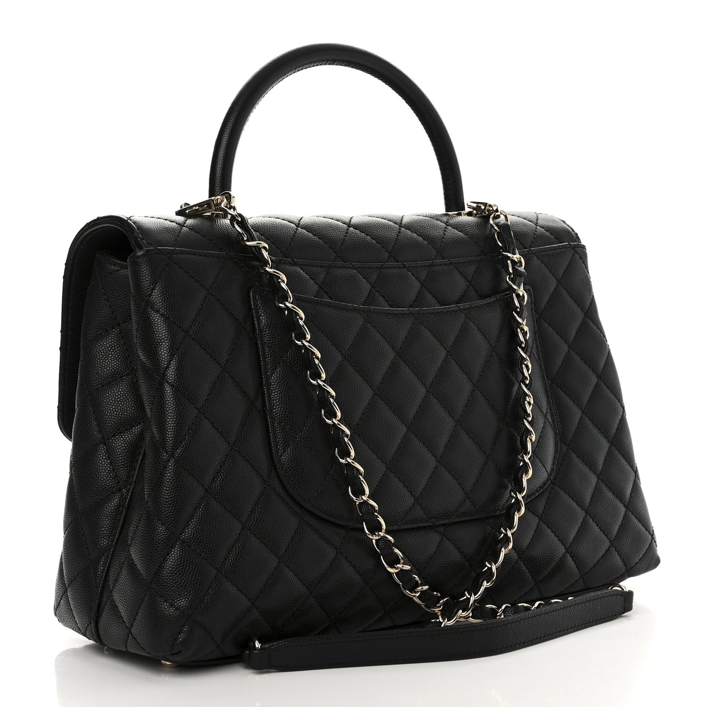 Caviar Quilted Medium Coco Handle Flap Black