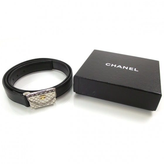 Chanel Leather Classic Chain Flap Belt Black 32 3 of 7