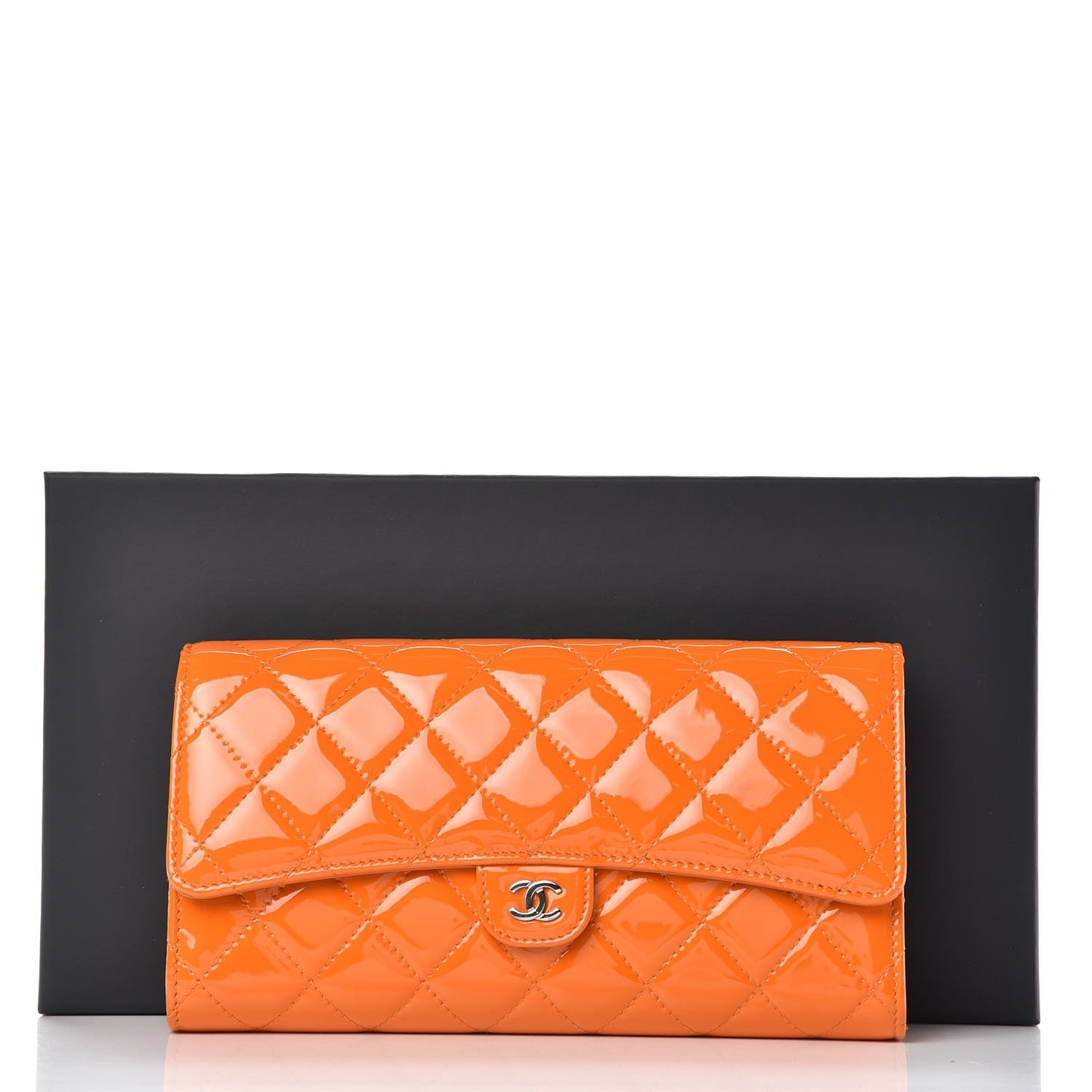 Patent Quilted Travel Wallet Orange