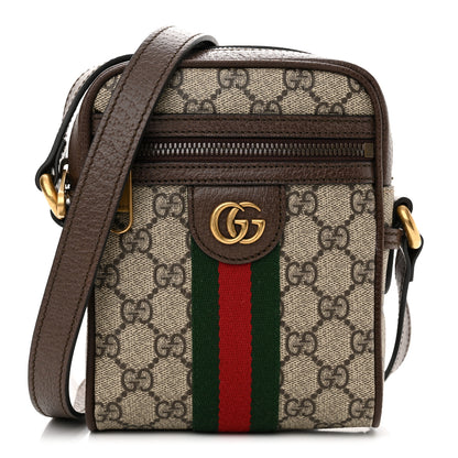 Gucci GG Supreme Monogram Web Mini Ophidia Messenger Brown 1 of 10