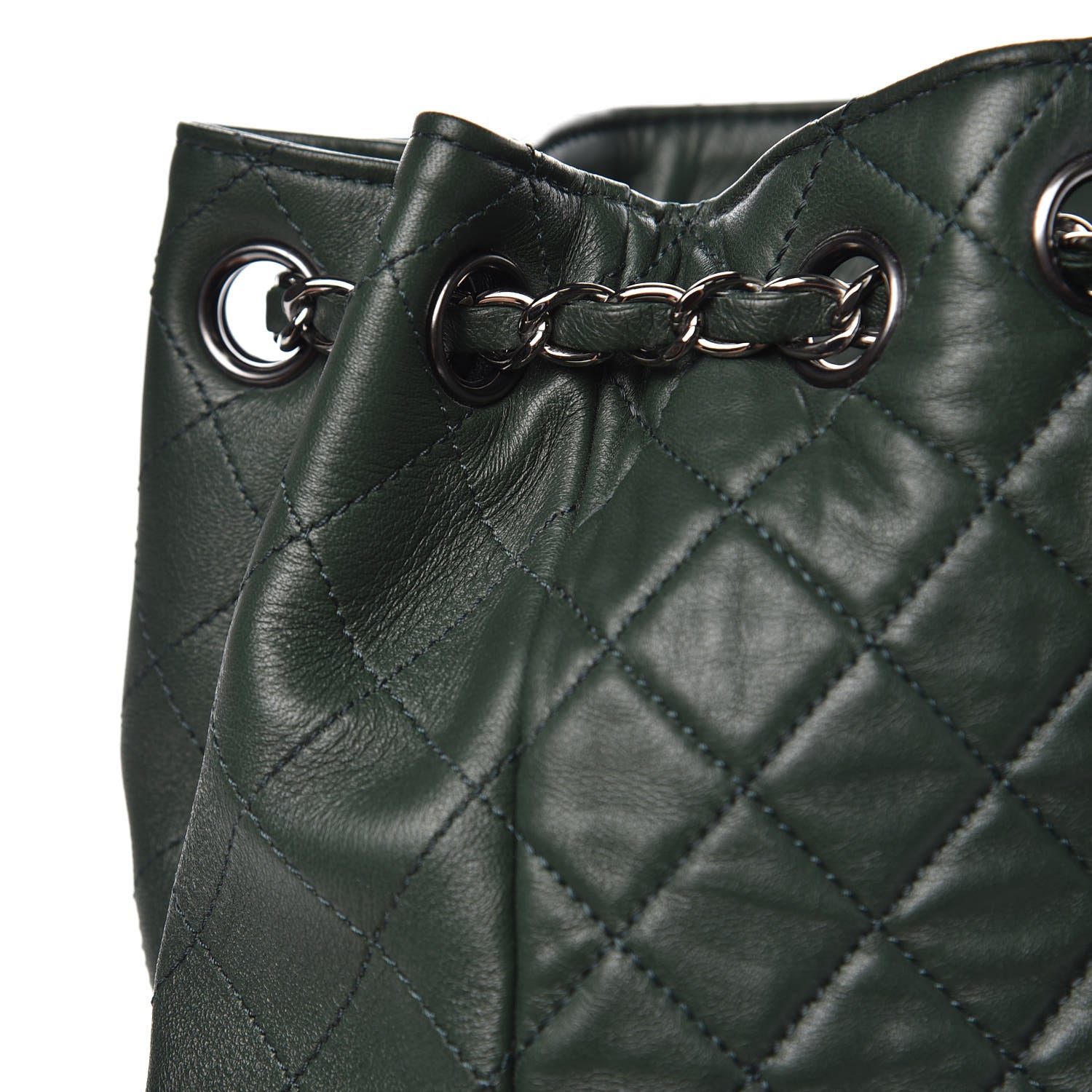 Chanel Lambskin Quilted Large Drawstring Shoulder Bag Green 14 of 14