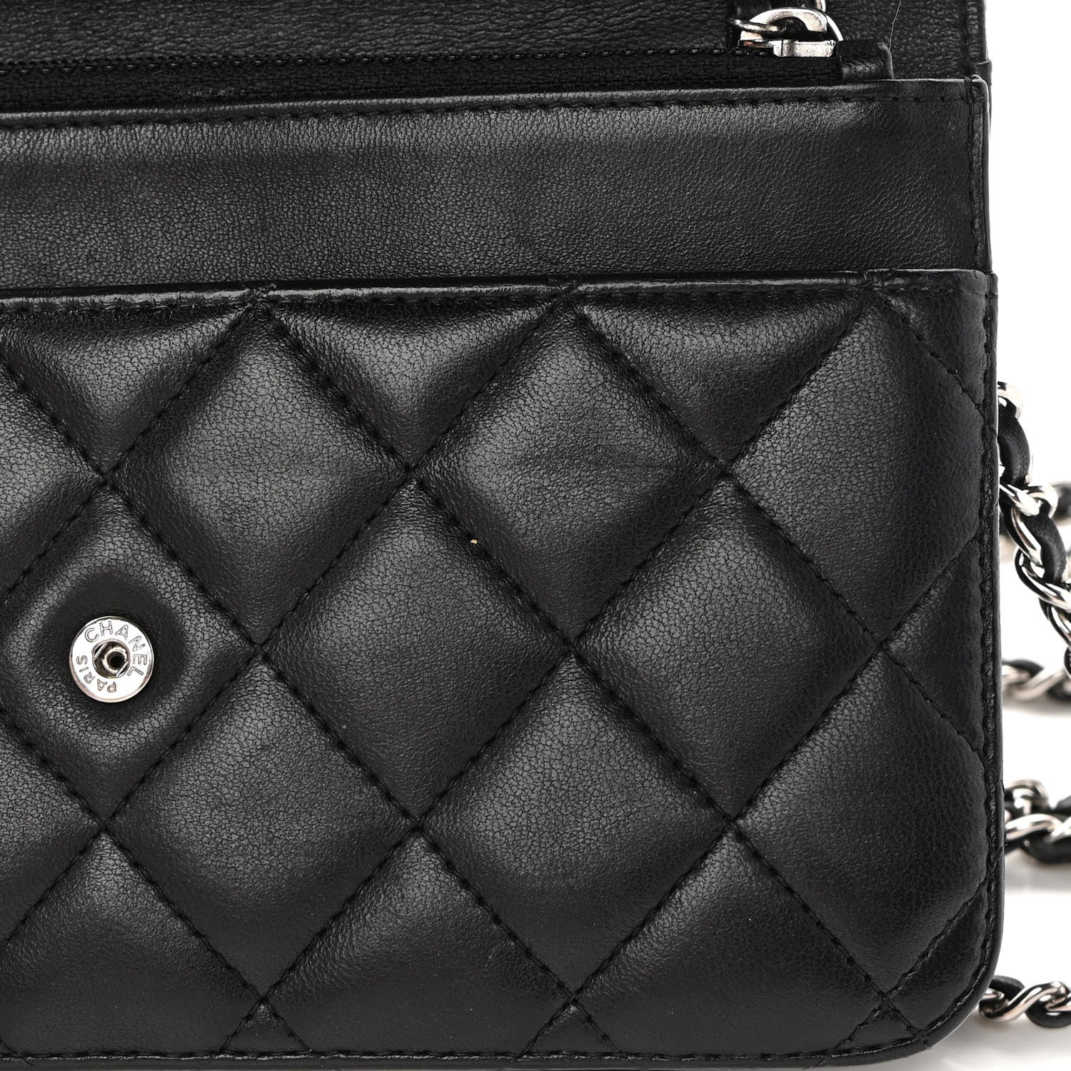 Chanel Lambskin Quilted Wallet On Chain WOC Black 12 of 14