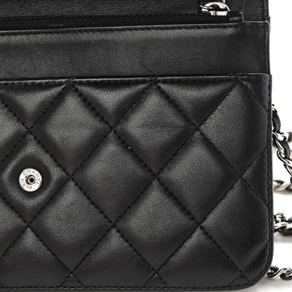 Chanel Lambskin Quilted Wallet On Chain WOC Black 12 of 14