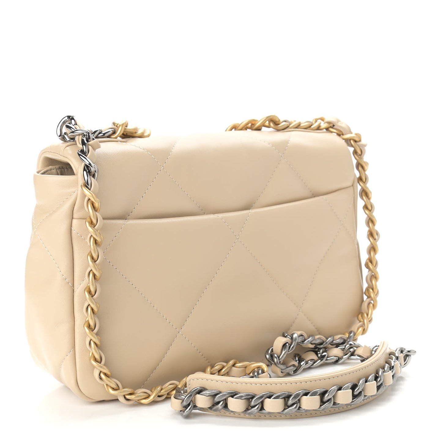 Lambskin Quilted Medium Chanel 19 Flap Light Beige