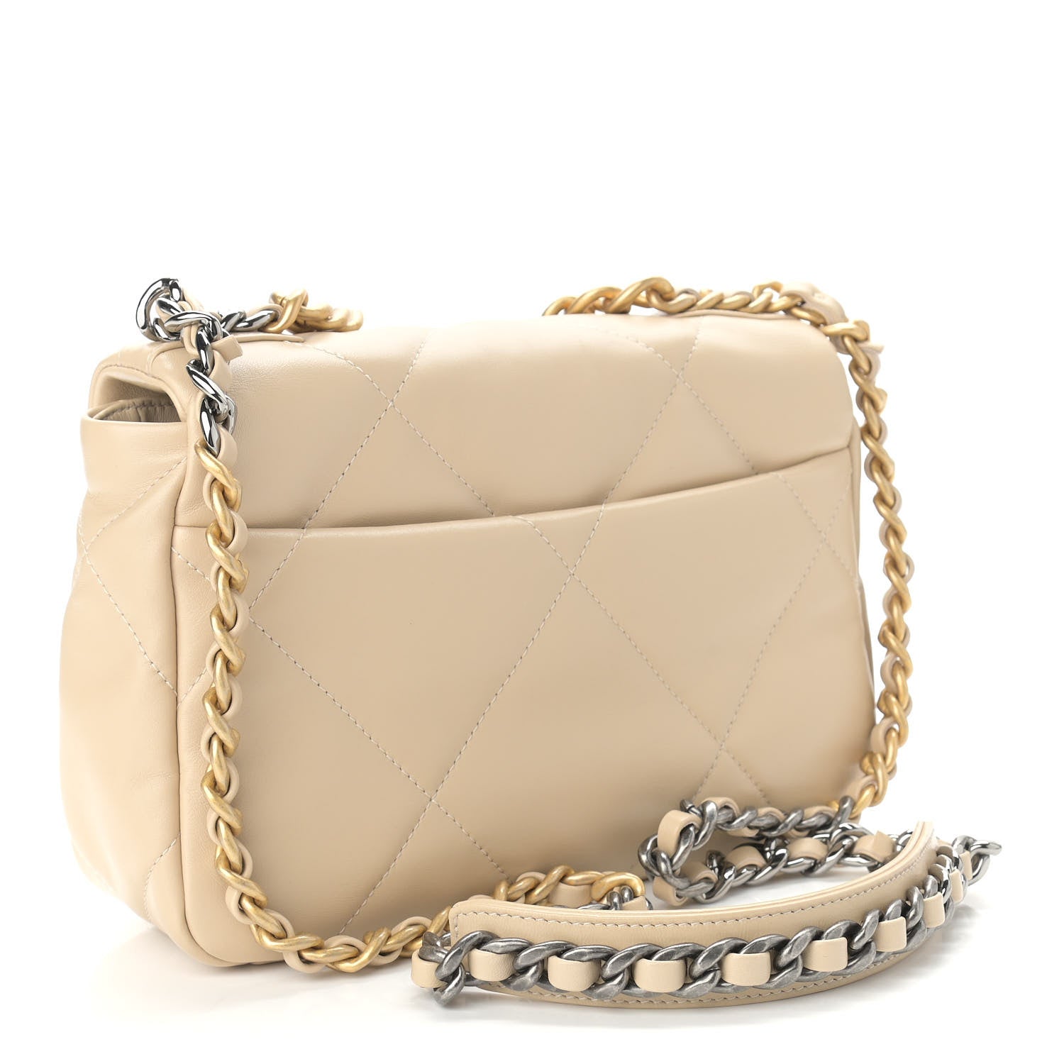Chanel Lambskin Quilted Medium Chanel 19 Flap Light Beige 2 of 8