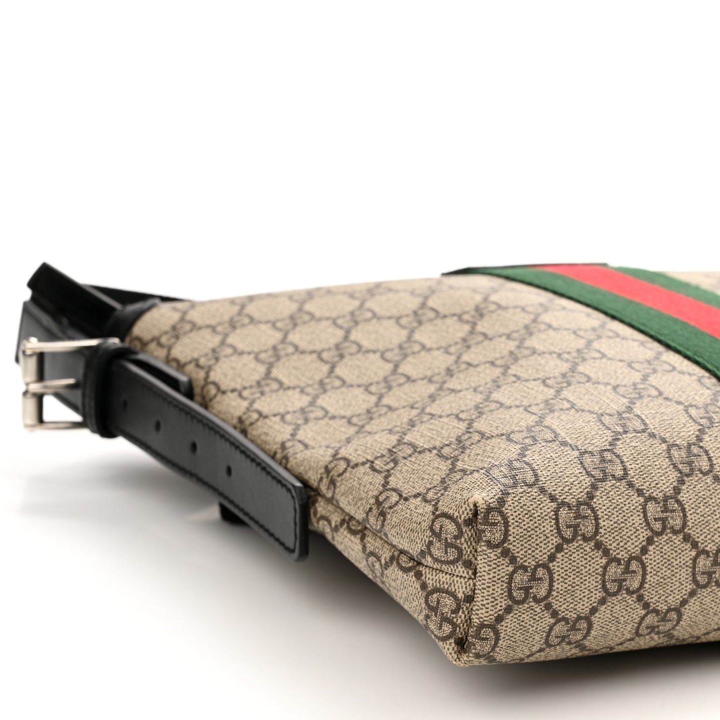 GG Supreme Monogram Web Messenger Bag Black