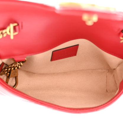 Gucci Calfskin Matelasse Super Mini GG Marmont Shoulder Bag Hibiscus Red 8 of 20