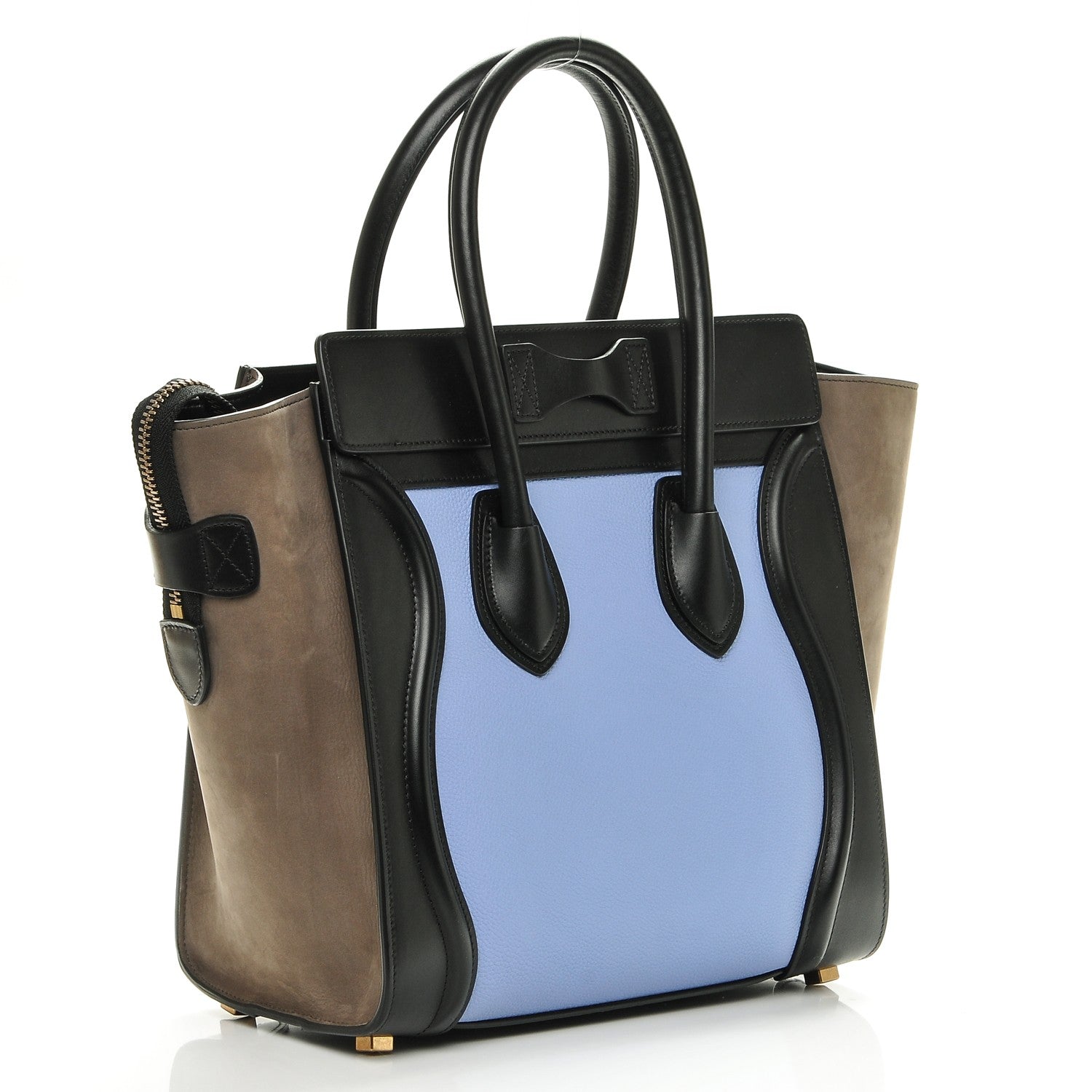Celine Baby Grained Calfskin Nubuck Micro Tri-Color Luggage Porcelain 3 of 6