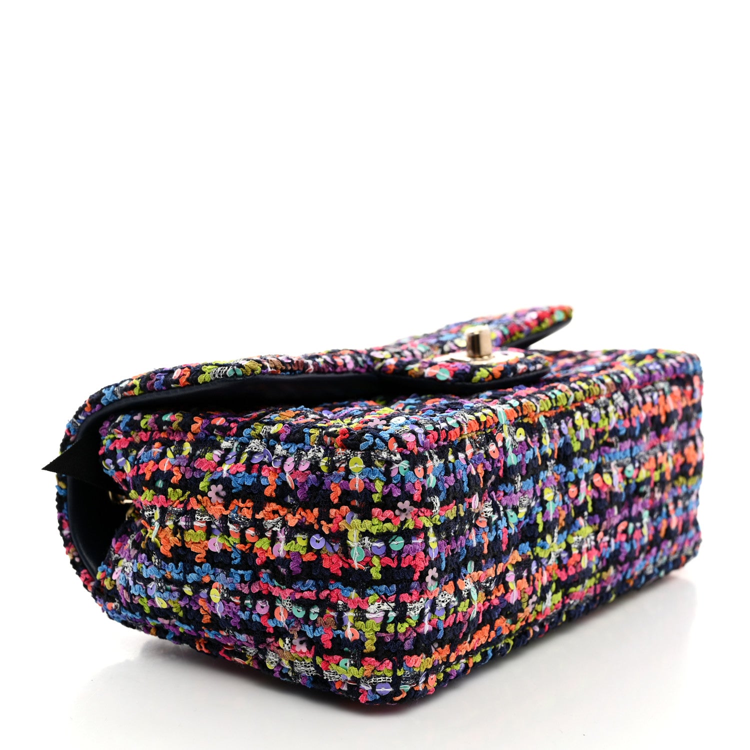 Chanel Tweed Quilted Mini Rectangular Flap Navy Blue Multicolor 4 of 10