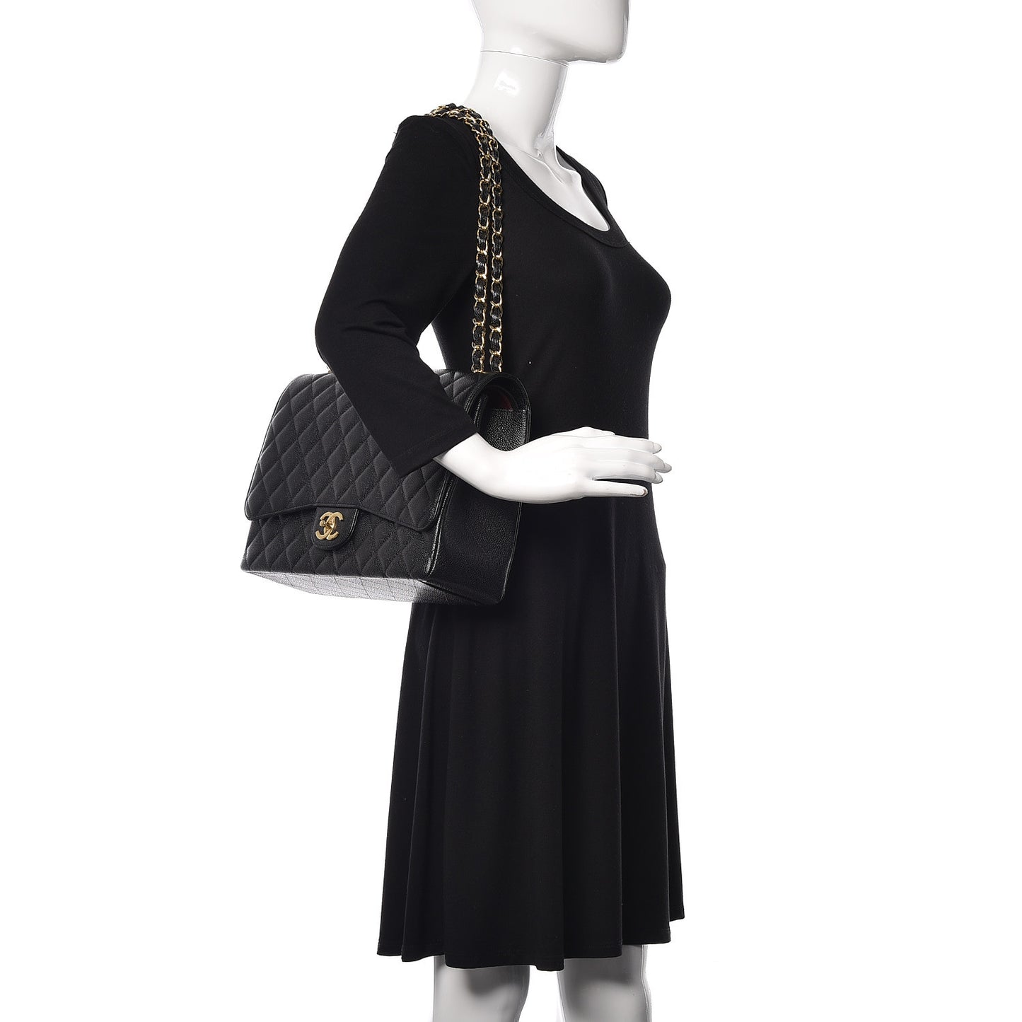 Caviar Quilted Maxi Double Flap Black