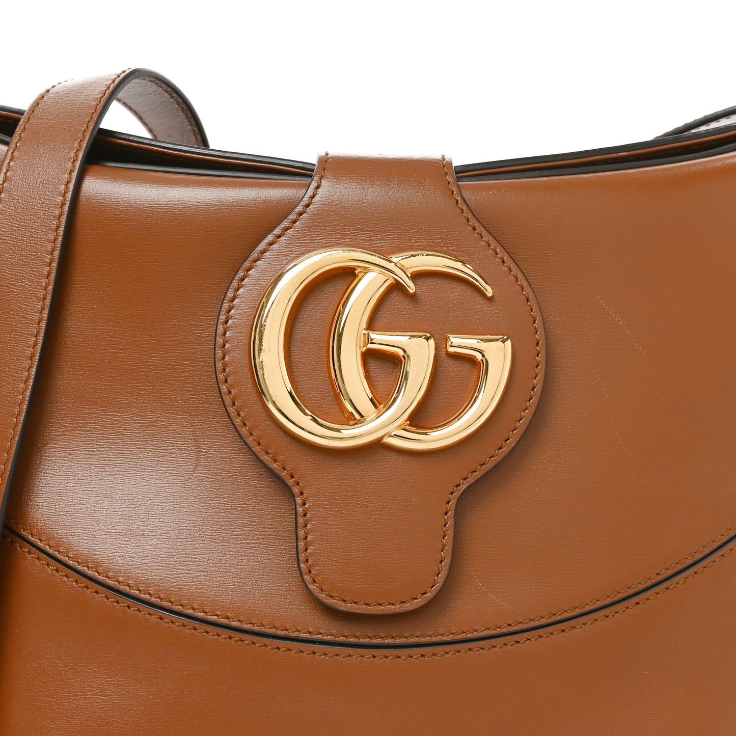 Boarded Plutone Calfskin Medium Arli Shoulder Bag Nocciola