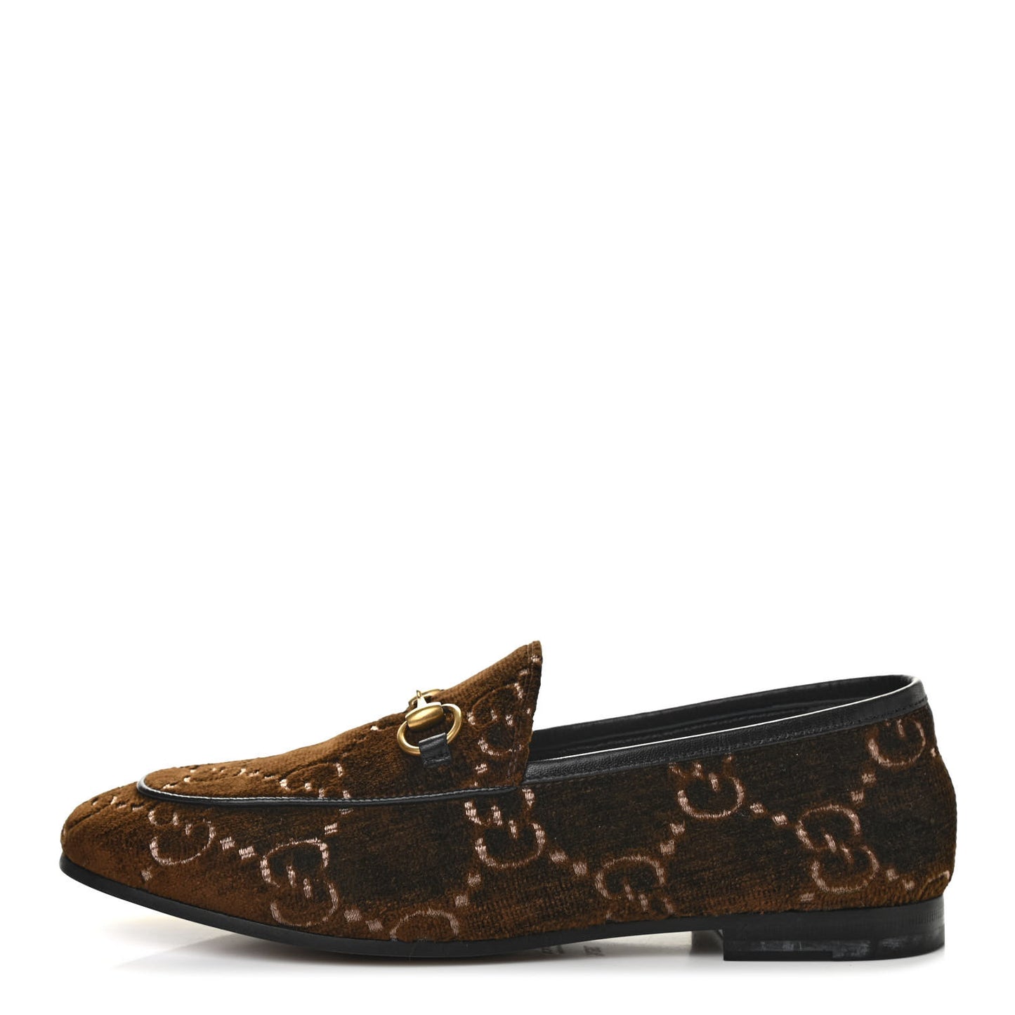 Velvet GG Monogram Horsebit Womens Jordaan Loafers 36.5 Brown Black