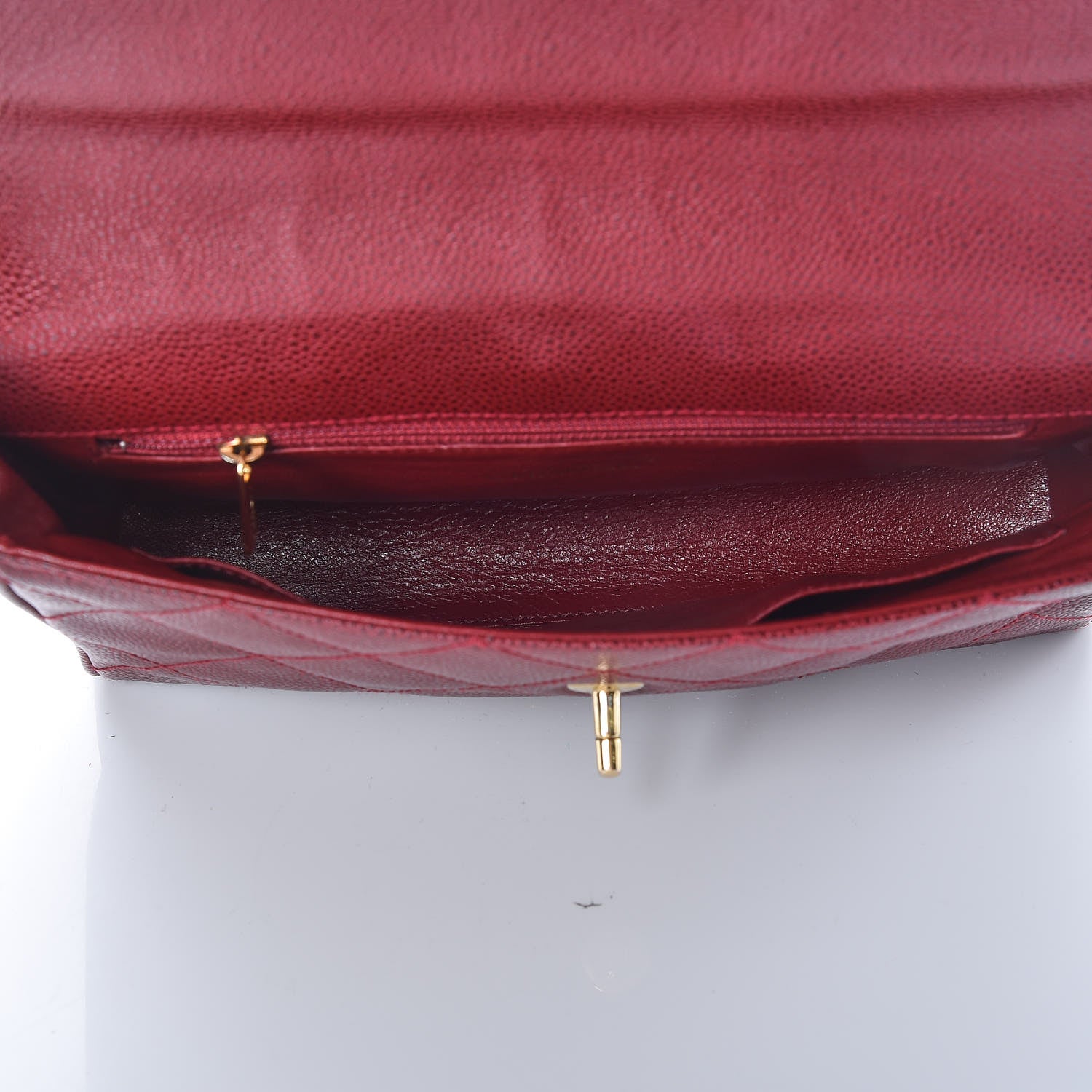 Chanel Caviar Quilted Medium Single Flap Dark Red 7 of 13