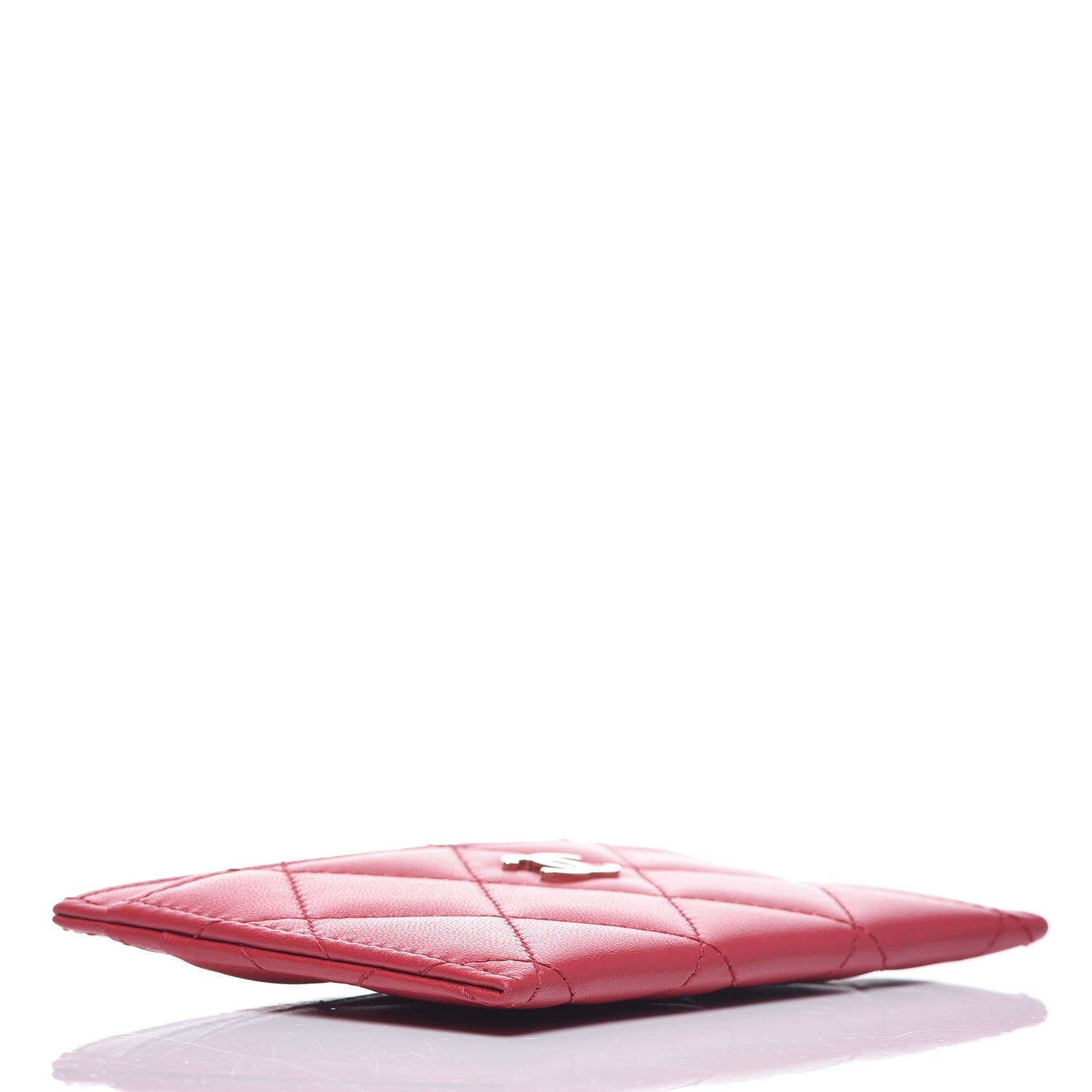 Chanel Lambskin Quilted Card Holder Dark Pink 4 of 9