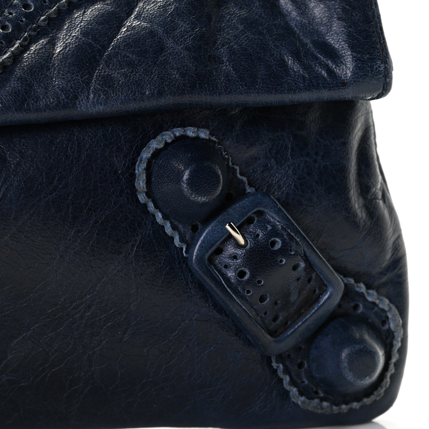 Balenciaga Agneau Giant Brogues Hardware Envelope Clutch Marine 10 of 10