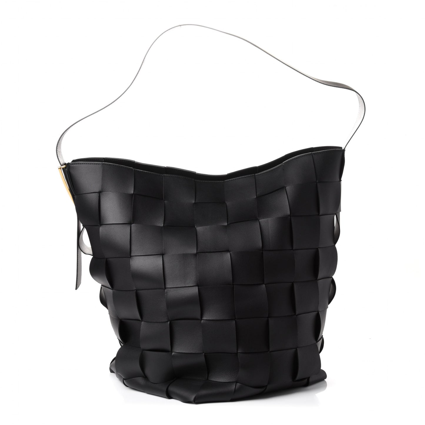 Nappa Maxi Intreccio Large Shoulder Bag Black