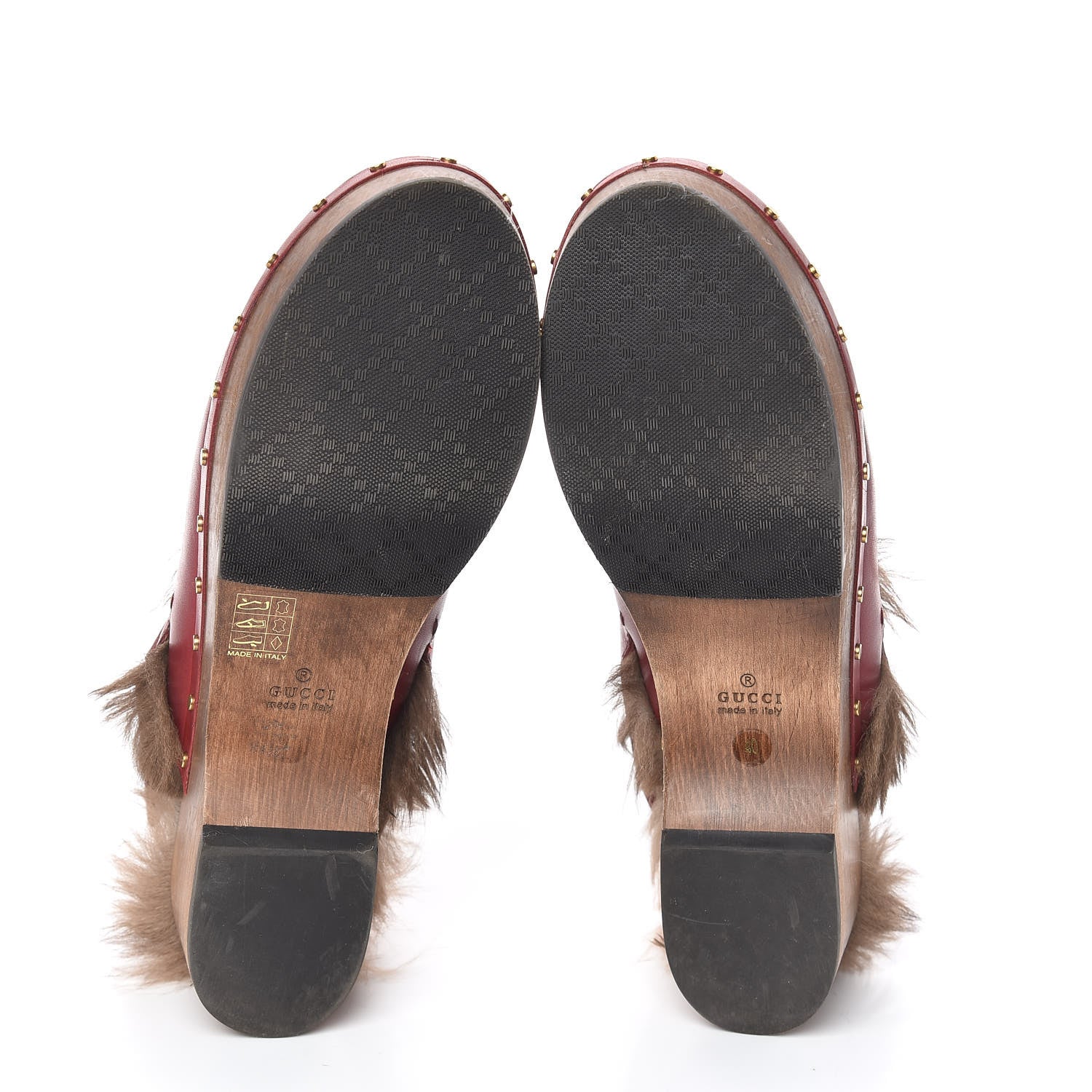 Gucci Calfskin Fur Horsebit Amstel Slingback Clogs 40 Rosso Naturale 7 of 13
